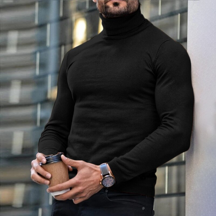 Men's Printed Turtleneck T-Shirt – Long Sleeve Stretch Knit