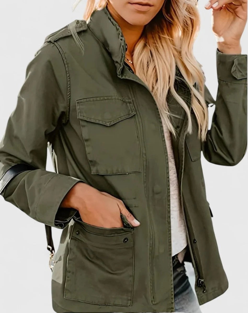Women's Cropped Cotton Jacket – Slim Lapel Zip Front