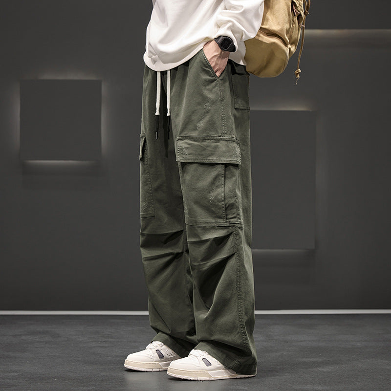 Men's Cargo Pants – Wide-Leg Drawstring Waist