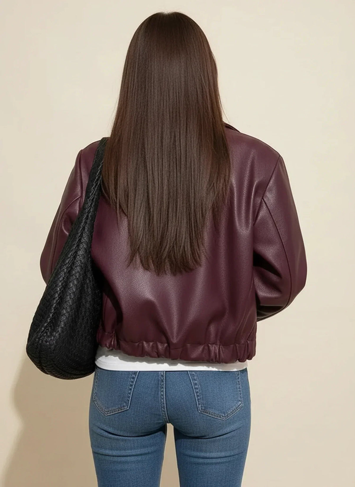 Women's Leather-Look Jacket – Relaxed Zip-Front Fit