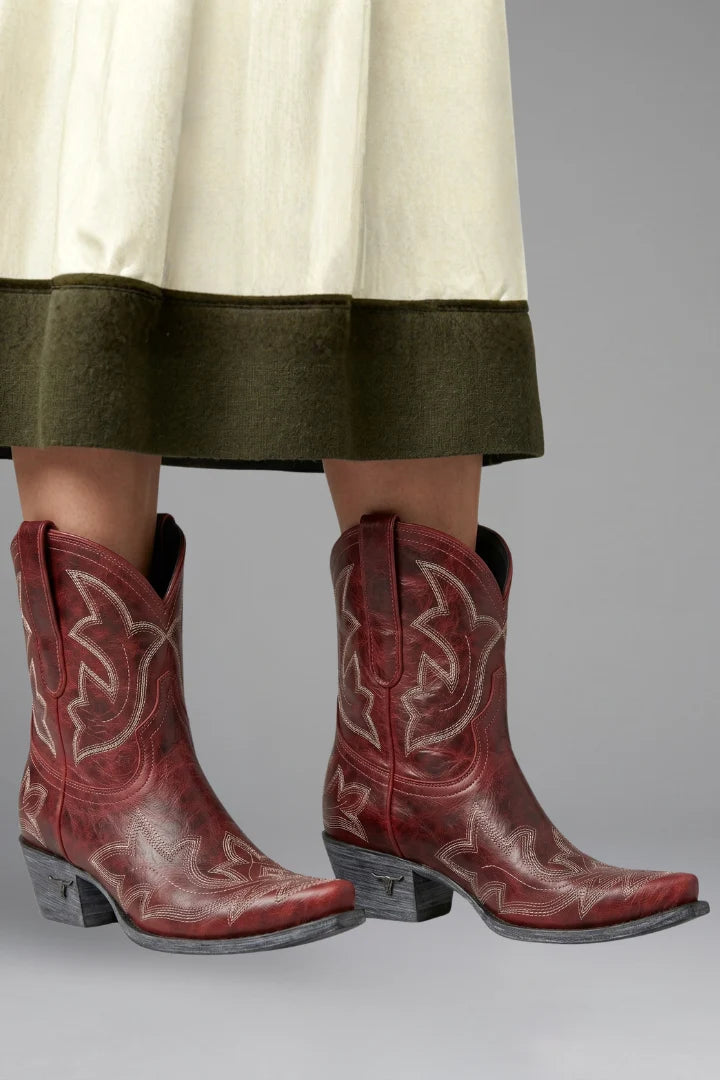 Women's Western Ankle Boot – Embroidered Pointed Toe