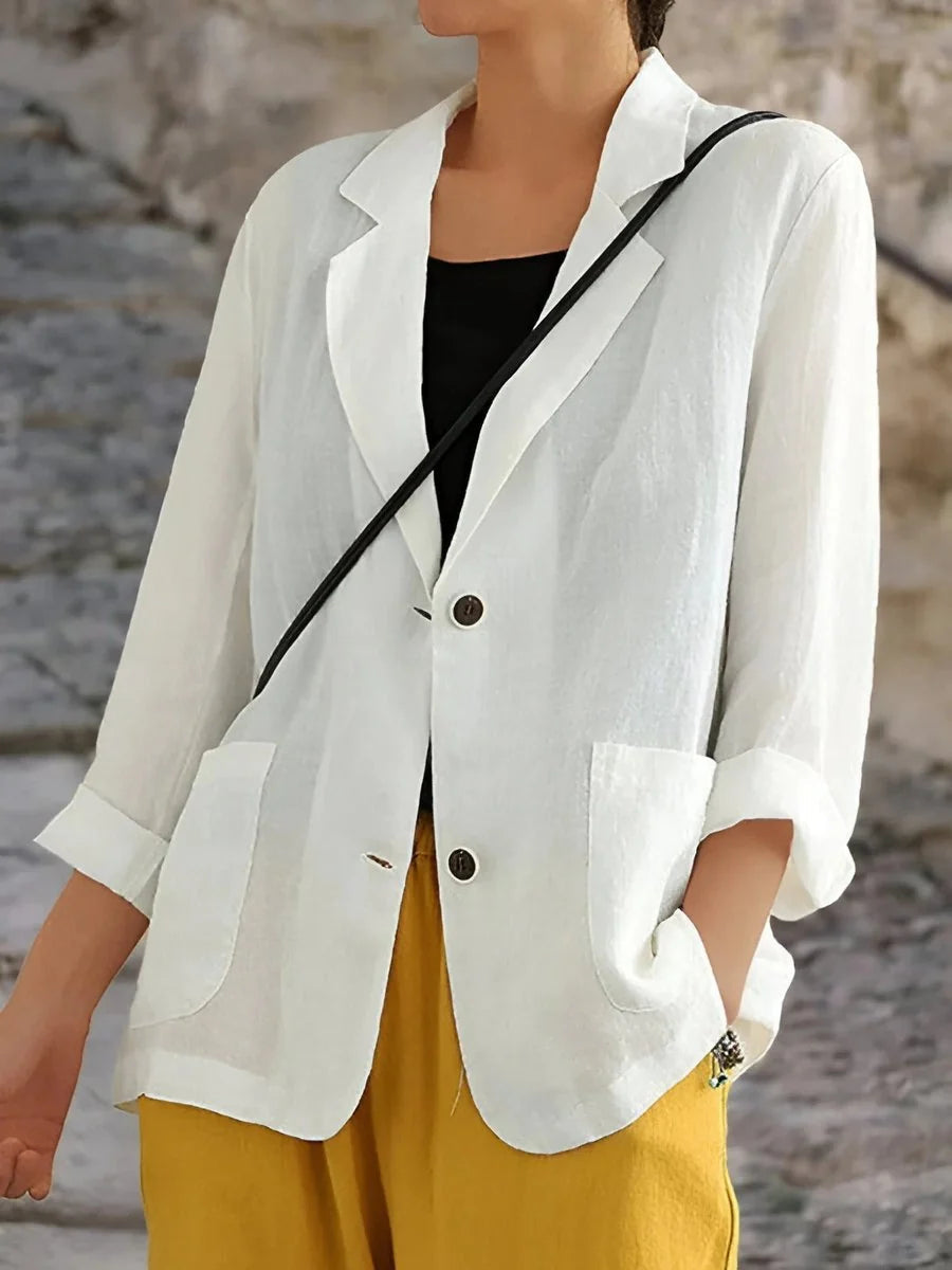 Women's Linen-Cotton Jacket – Relaxed One-Button Fit
