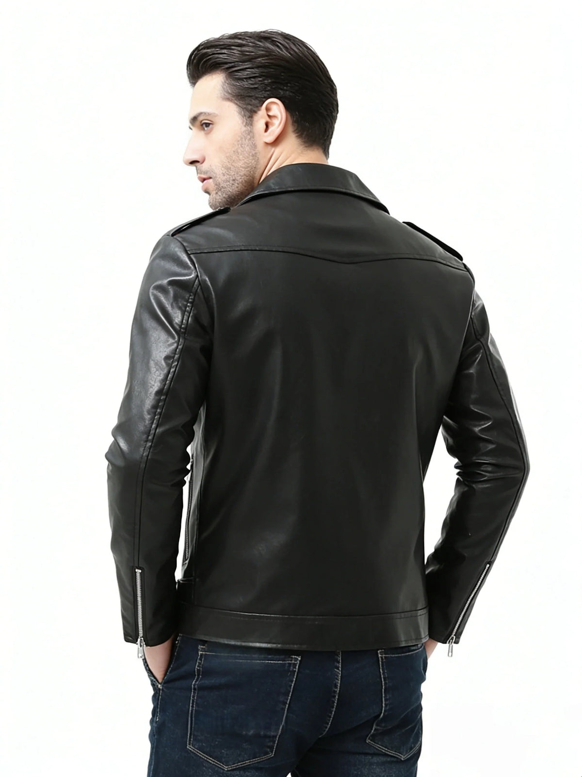 Men's Vegan Leather Jacket – Relaxed Utility Pocket Fit
