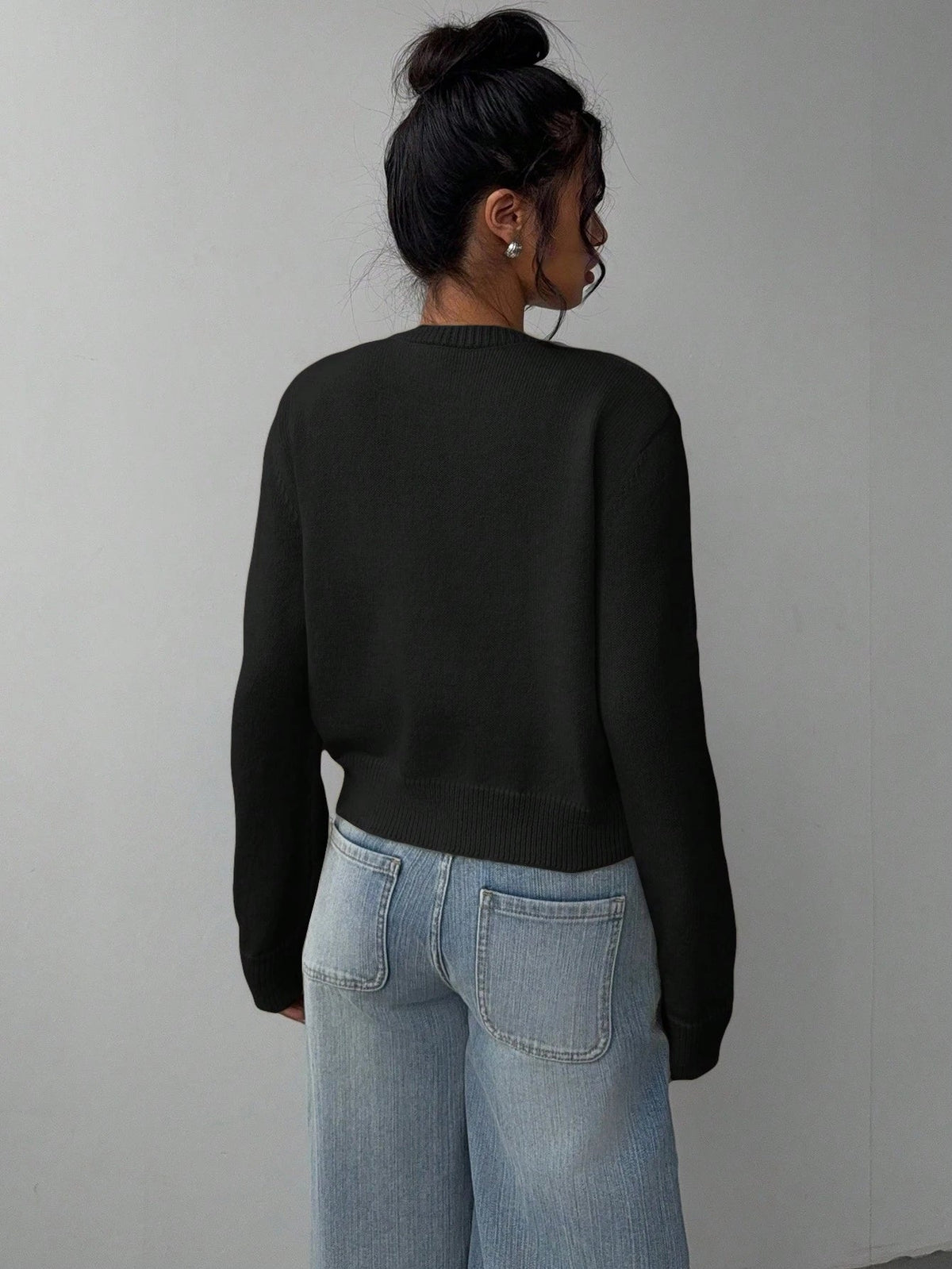 Women's Cropped Cardigan – Slim Fine-Knit Fit