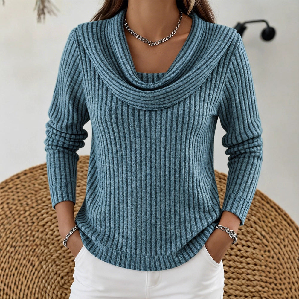 Women's Ribbed Knit Top – Relaxed Long Sleeve