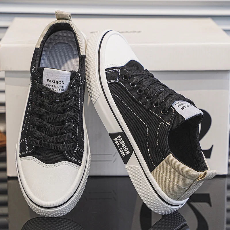 Men's Canvas Sneaker – Low-Top Contrast Heel