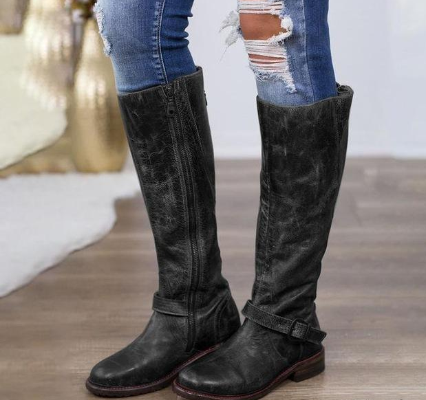 Women's Vegan Leather Tall Boot – Structured Stitched Shaft
