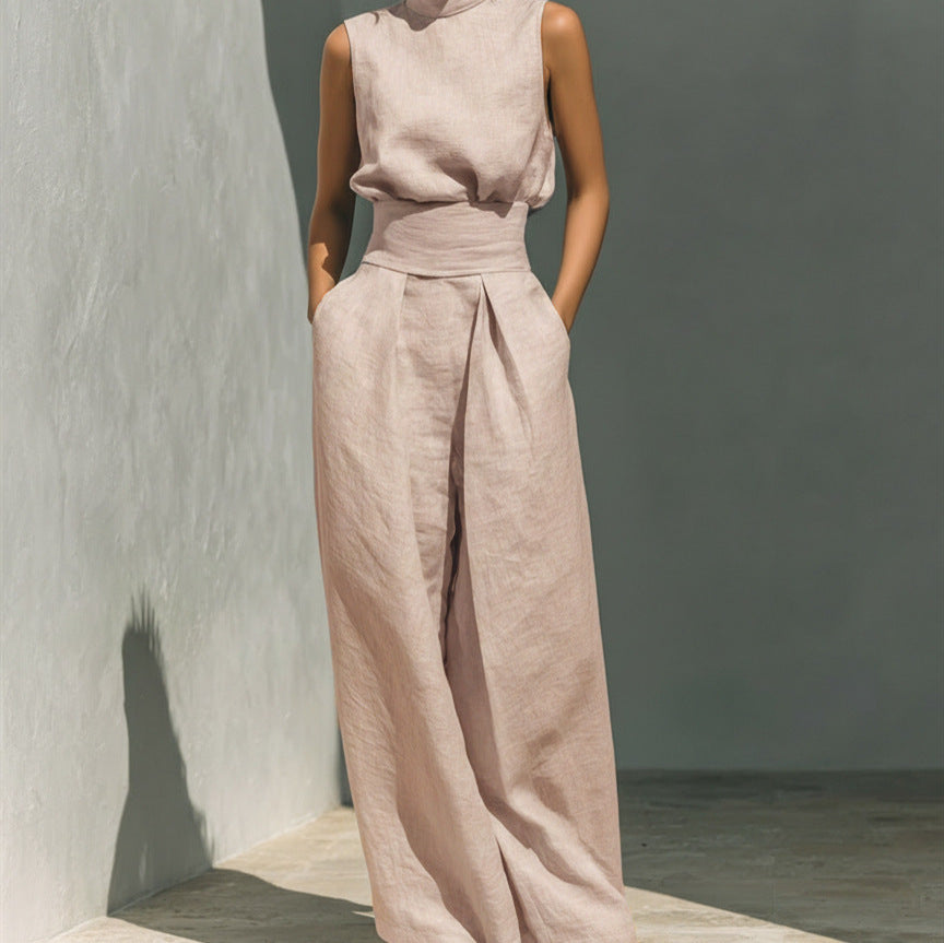 Women's Sleeveless Two-Piece Pants Set – Relaxed Matching Fit