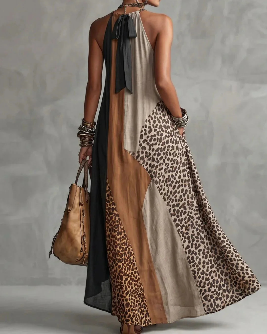 Women's Sleeveless Maxi Dress – Fluid Leopard Print