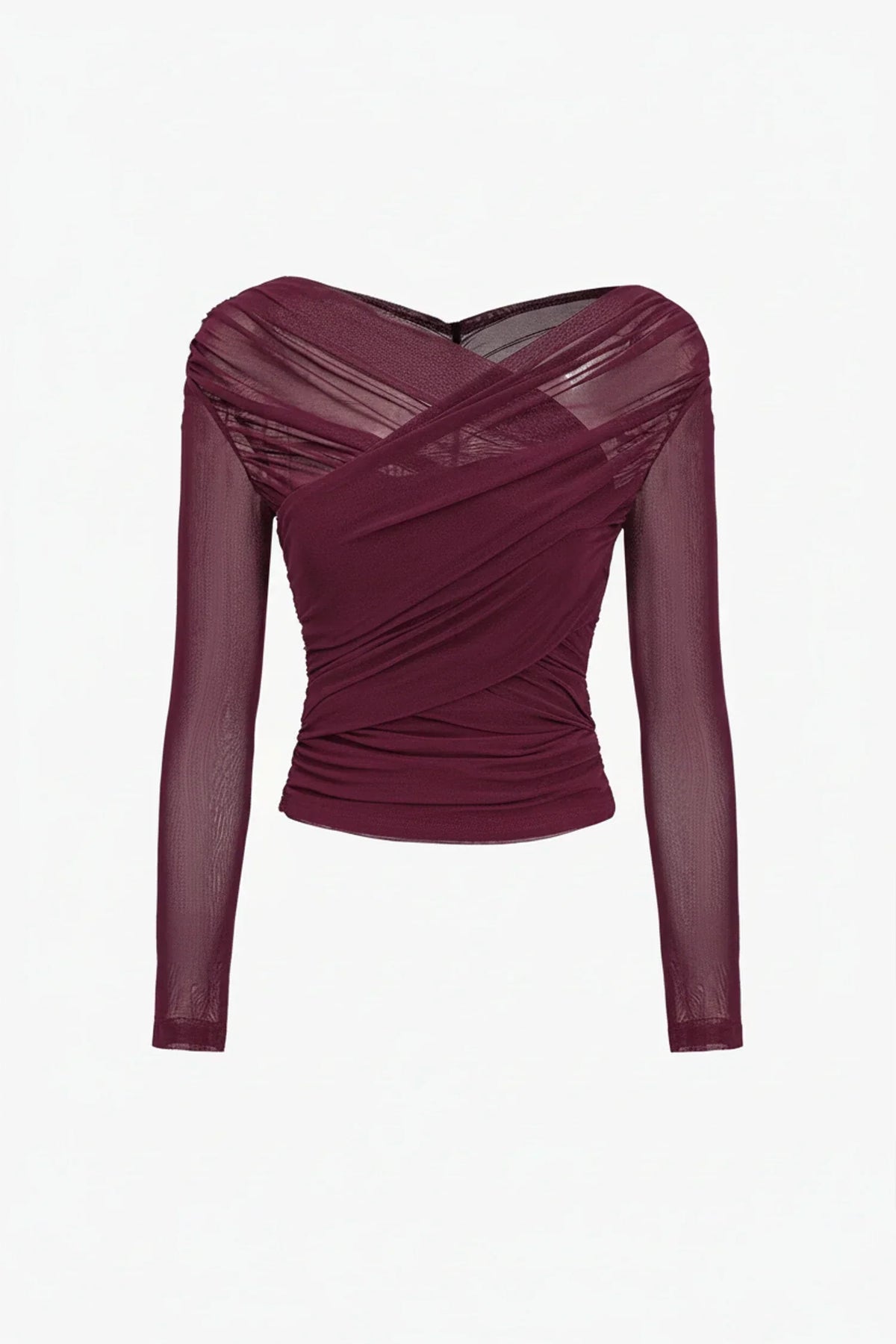 Women's Long Sleeve Top – Pleated Front Fitted