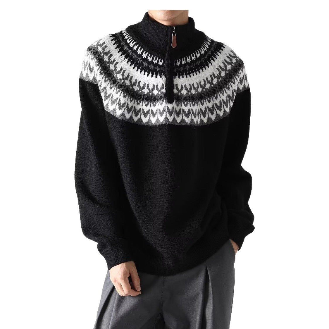 Men's Zip-Neck Knit Sweater – Retro Relaxed Fit