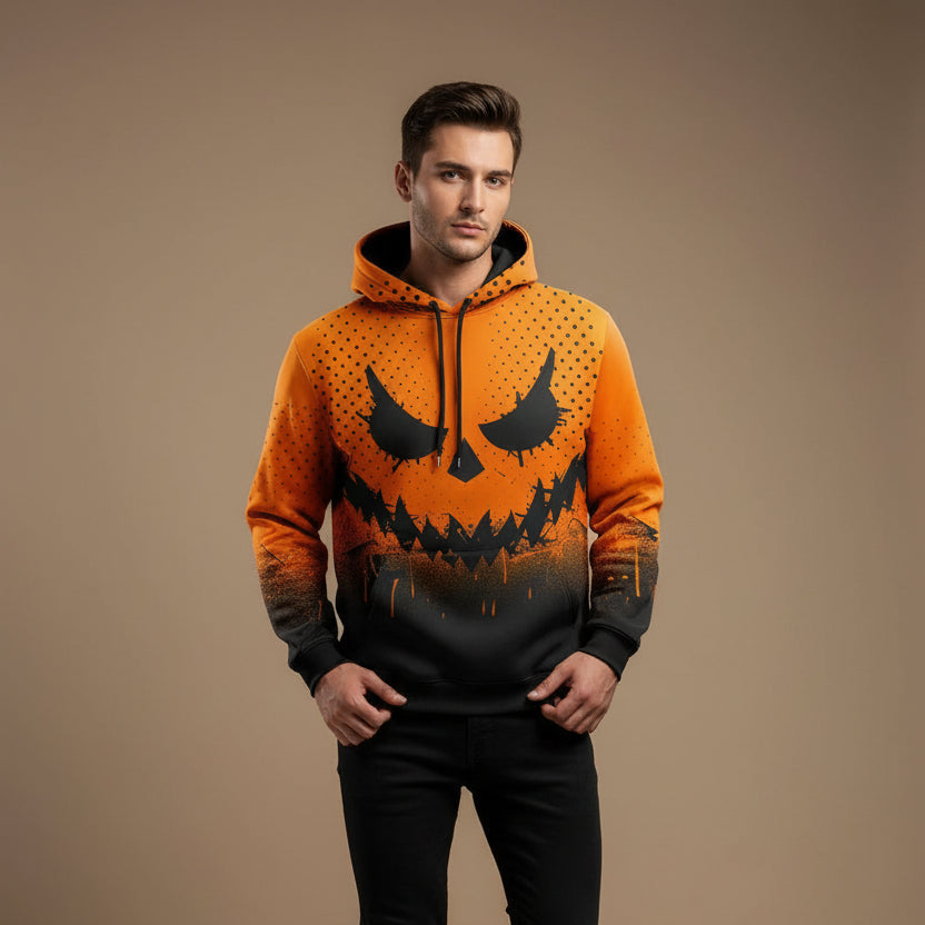 Men's Halloween Hoodie – 3D Pumpkin Print
