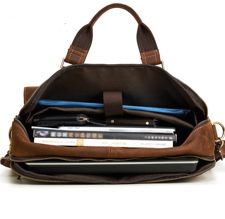 Men's Leather Briefcase – Structured Retro Business