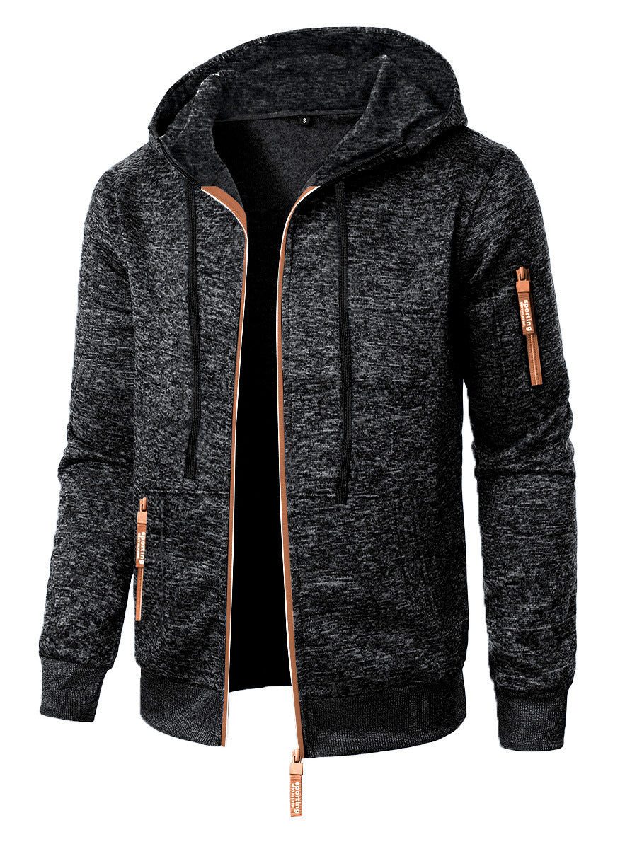 Men's Hooded Zip Cardigan – Textured Jacquard Knit