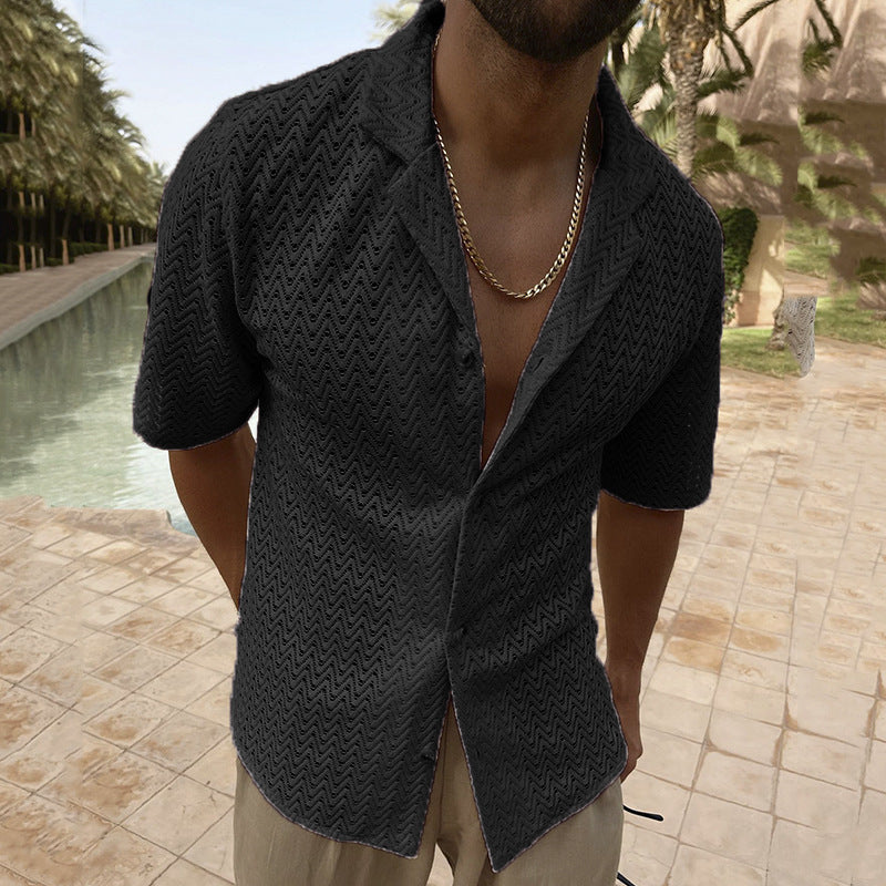 Men's Lace Polo Shirt – Openwork Panel Detail