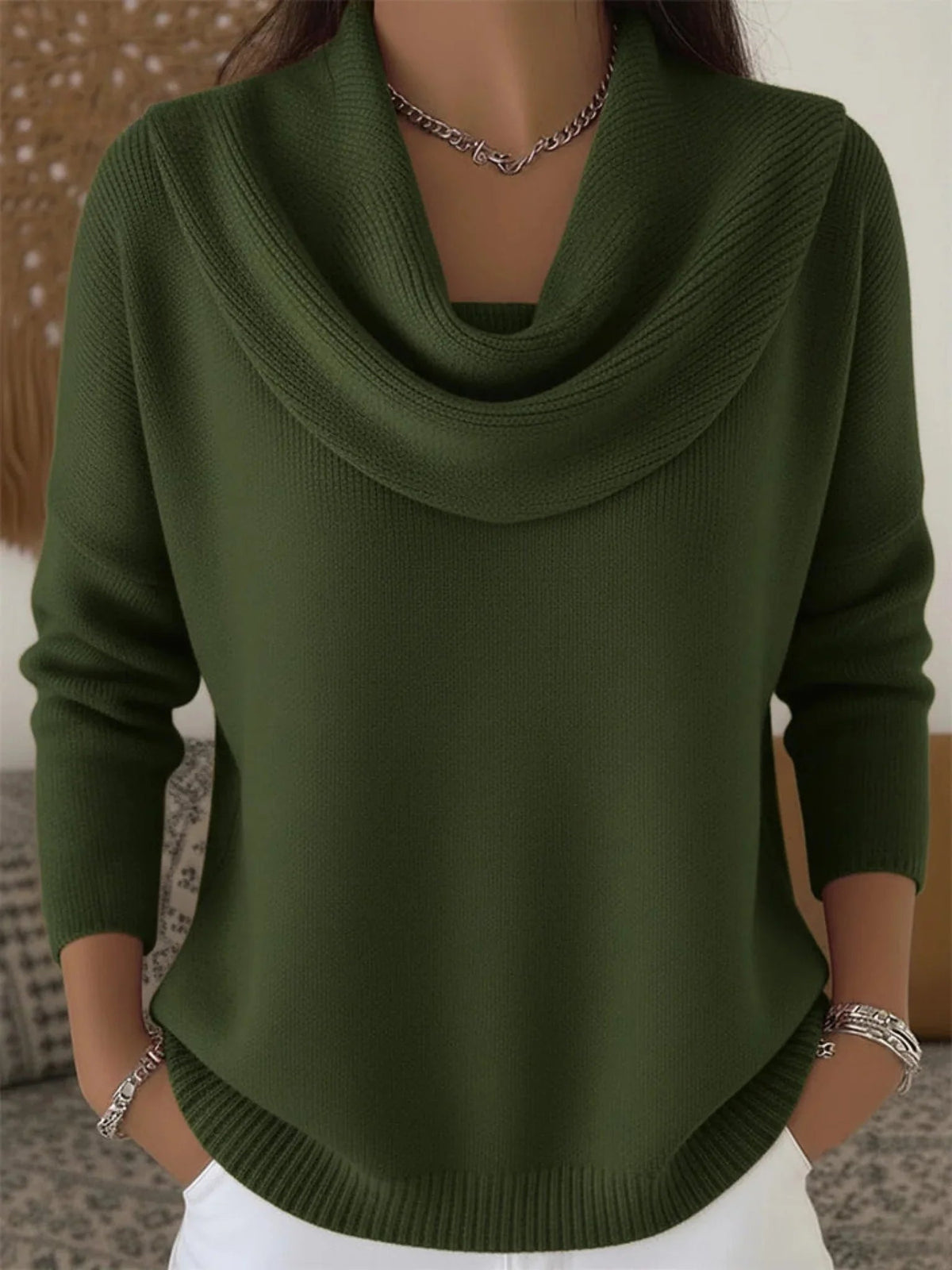 Women's Chunky Knit Sweater – Relaxed Crew Neck