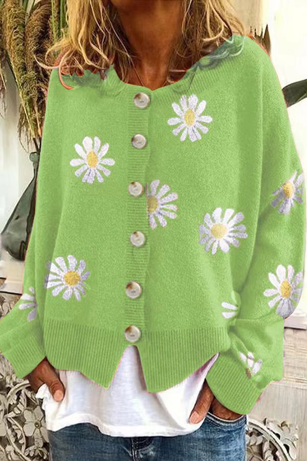 Women's Knit Cardigan – Relaxed Printed Design
