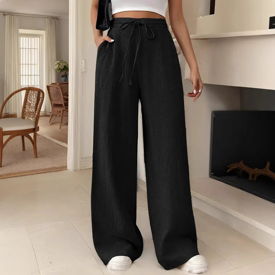 Women's Wide-Leg Pants – Lace-Up Waist Utility