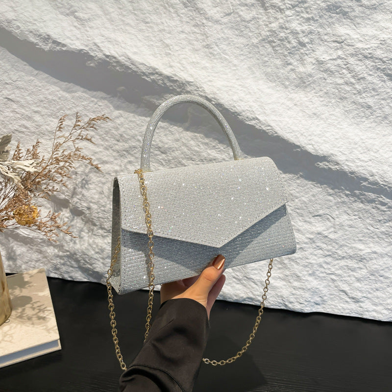 Women's Square Clutch Bag – Diamond-Effect Hard Shell