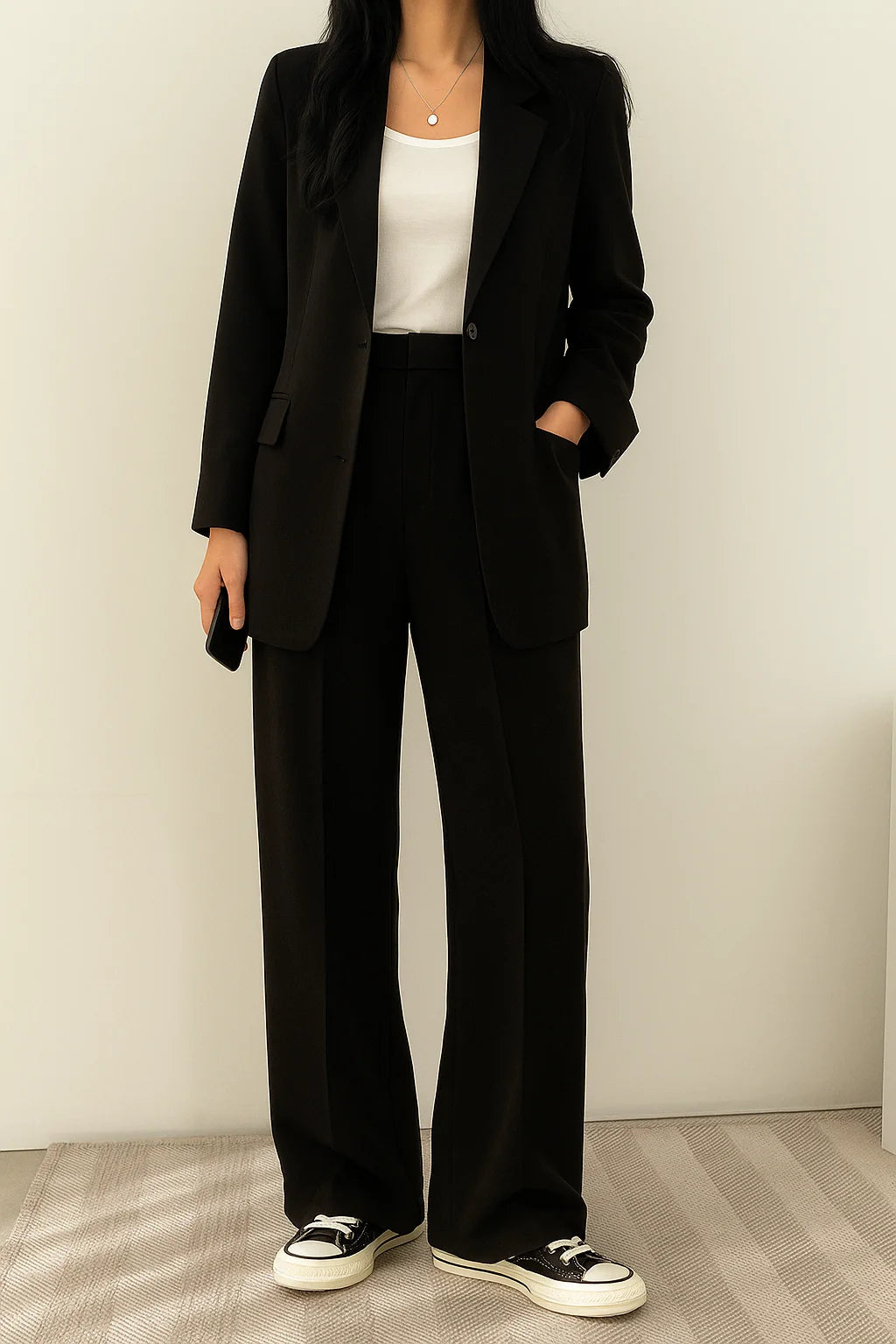 Women's Blazer and Wide-Leg Pants Set – Relaxed Two-Piece