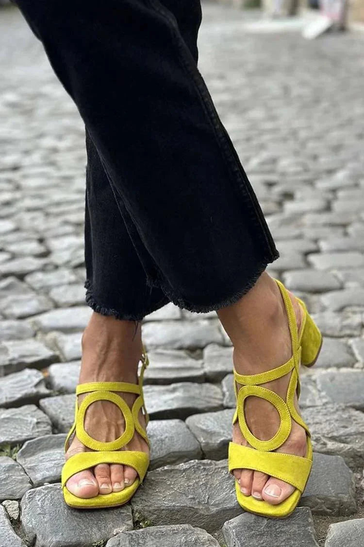 Women's Heeled Sandal – Sculpted Cutout Ankle Strap