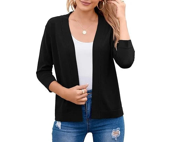 Women's Knit Cardigan – Cropped Open-Front Fit