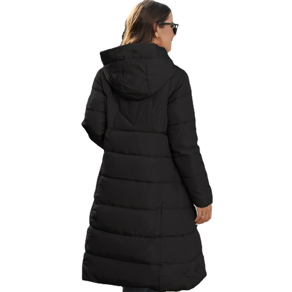 Women's Hooded Padded Coat – Slim Mid-Length Fit
