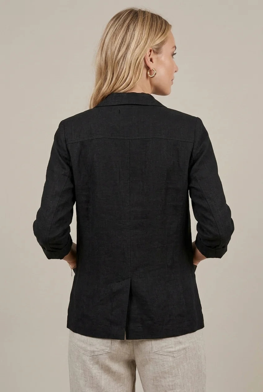 Women's Relaxed Blazer – Notch Lapel Elbow Sleeve