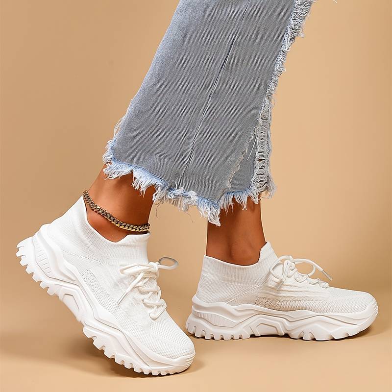 Women's Platform Sneaker – Knit Sock-Style Slip-On