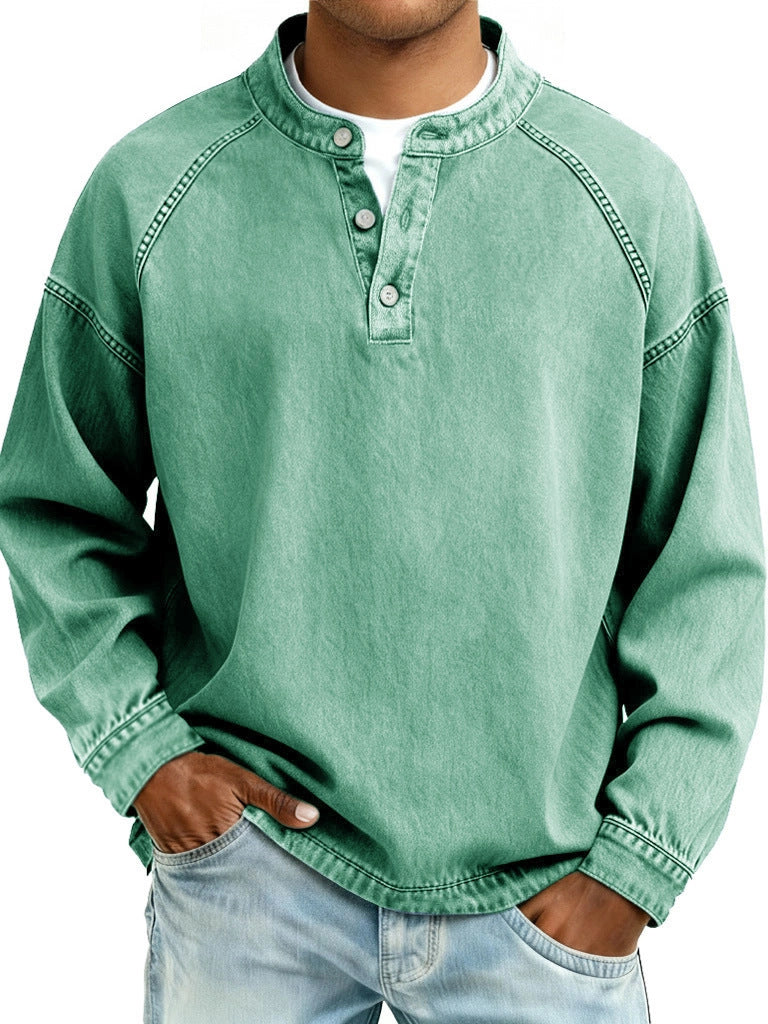 Men's Long Sleeve Pullover Shirt – Relaxed Vintage Fit