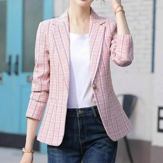 Women's Plaid Blazer – Slim Tailored Short Cut