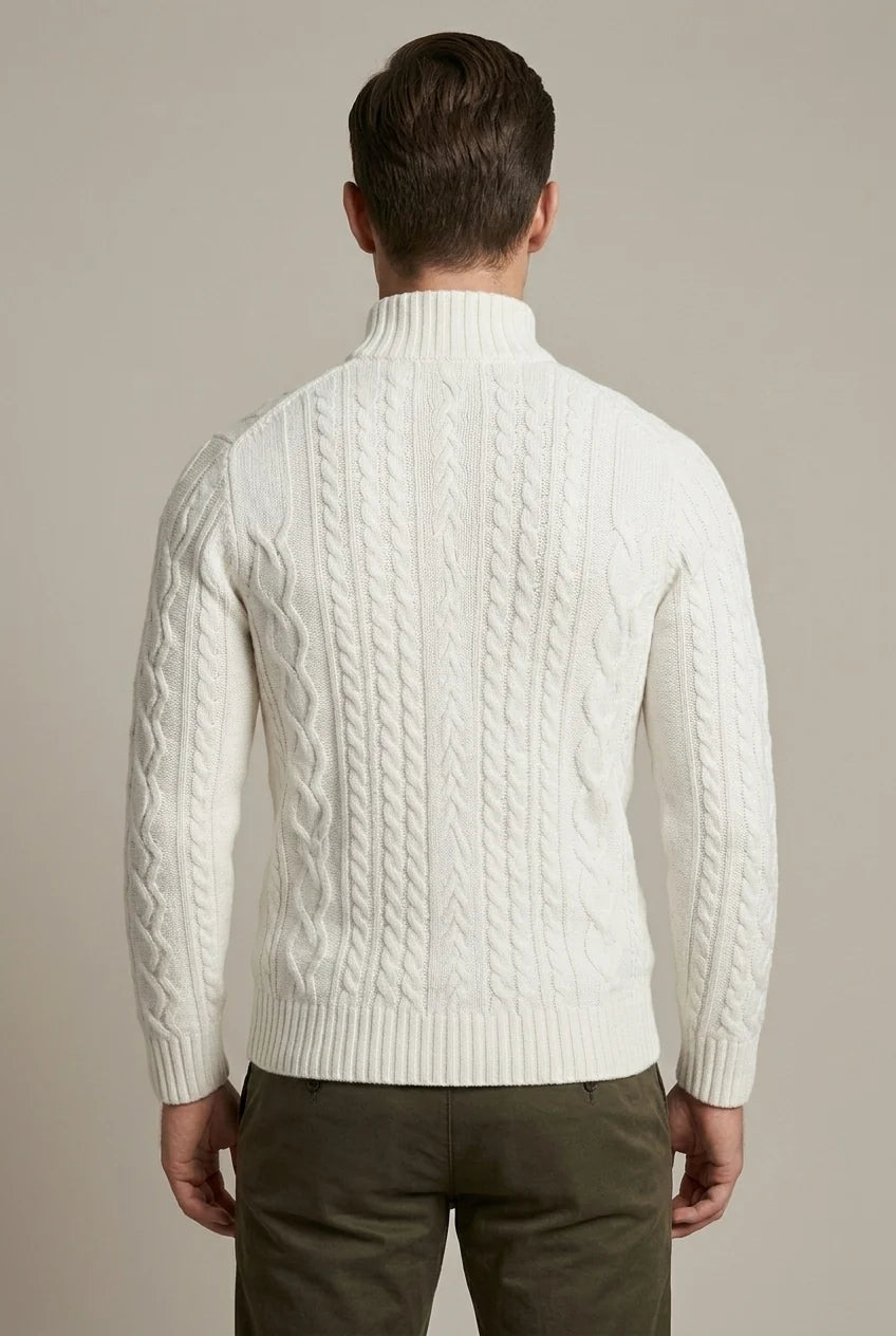 Men's Quarter-Zip Sweater – Chunky Cable Knit