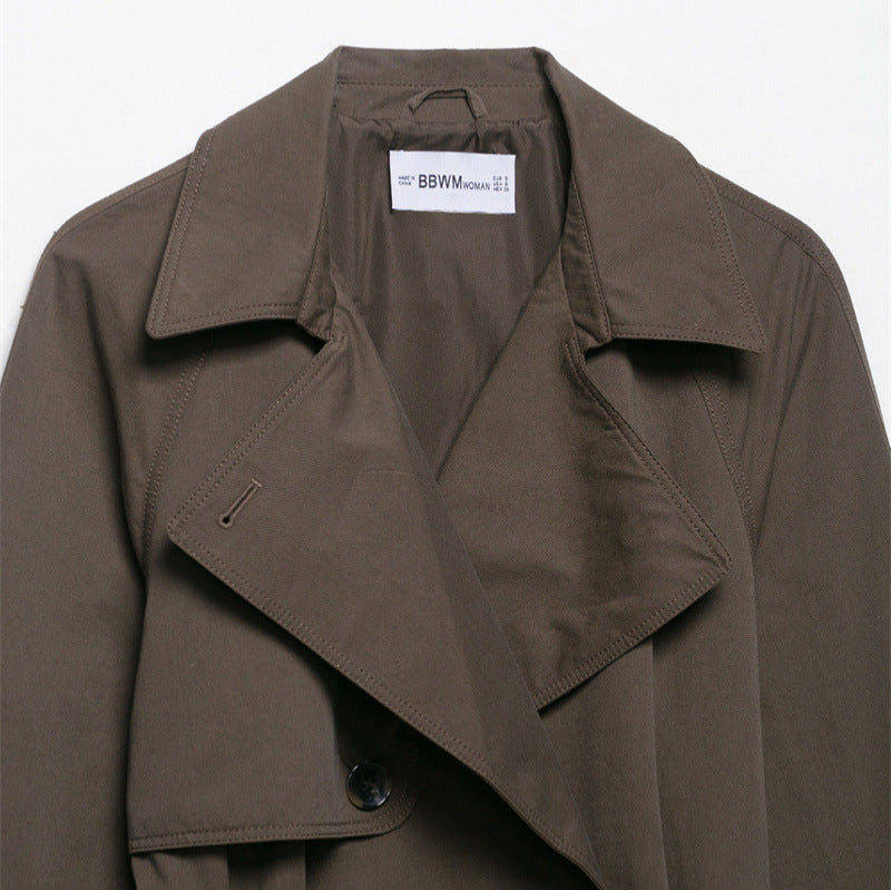 Women's Belted Trench Coat – Wide Lapel Relaxed Fit