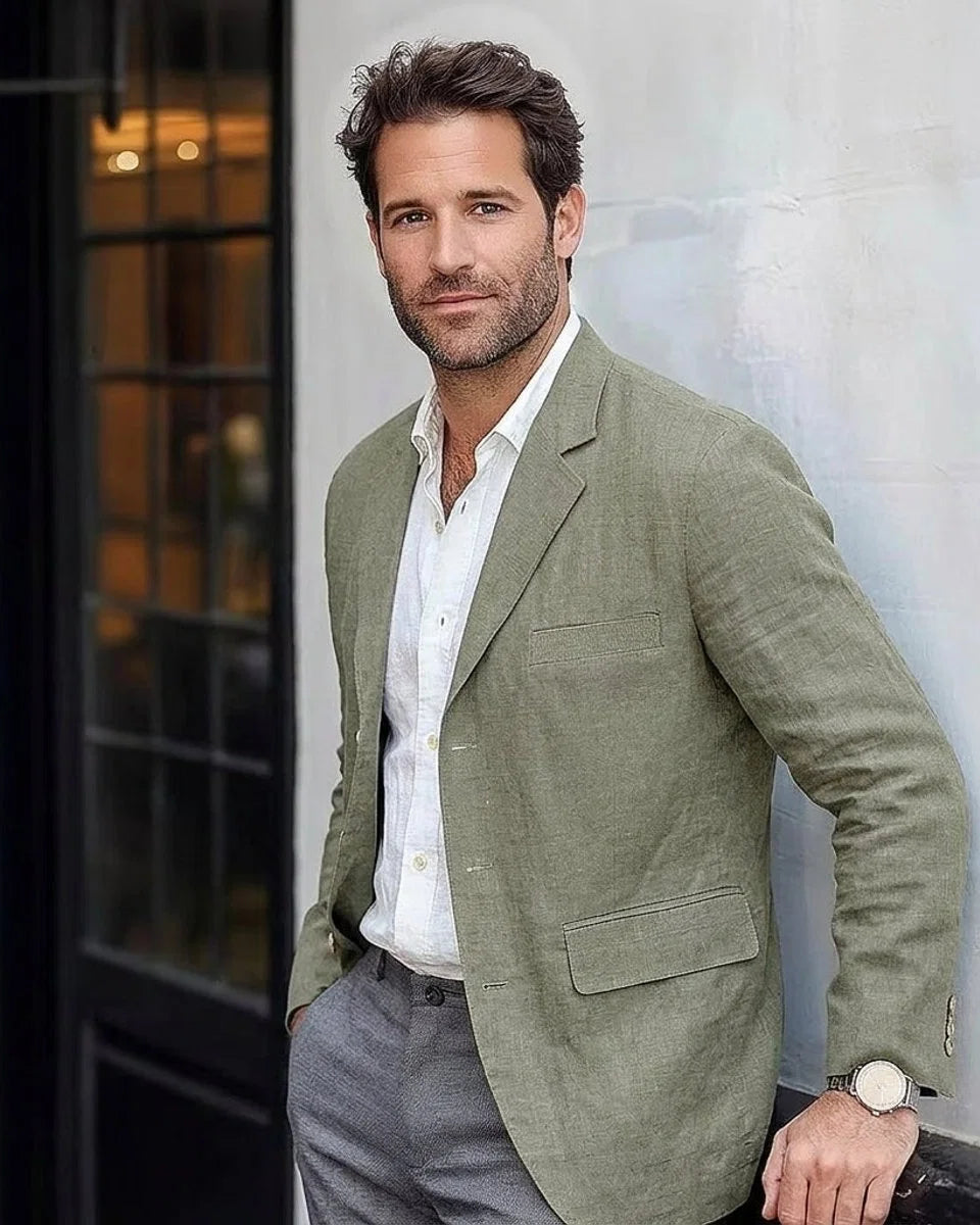 Men's Cotton-Linen Blazer Jacket – Unstructured Retro Cut