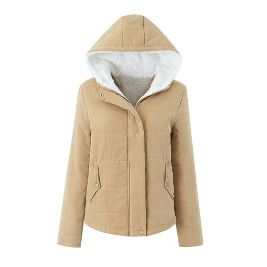 Women's Hooded Padded Jacket – Slim Fleece-Lined Fit