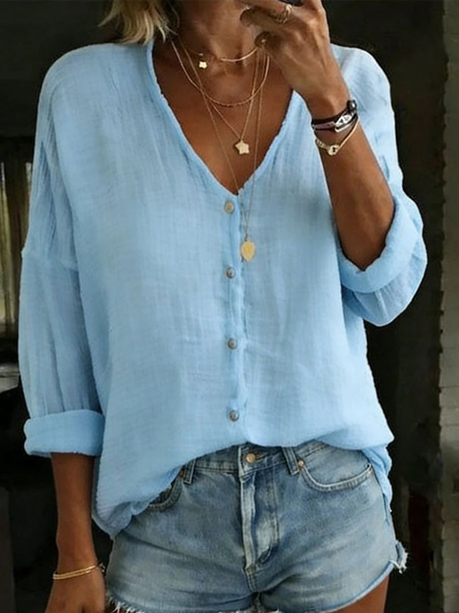 Women's Cotton-Linen Shirt – Relaxed Button-Front