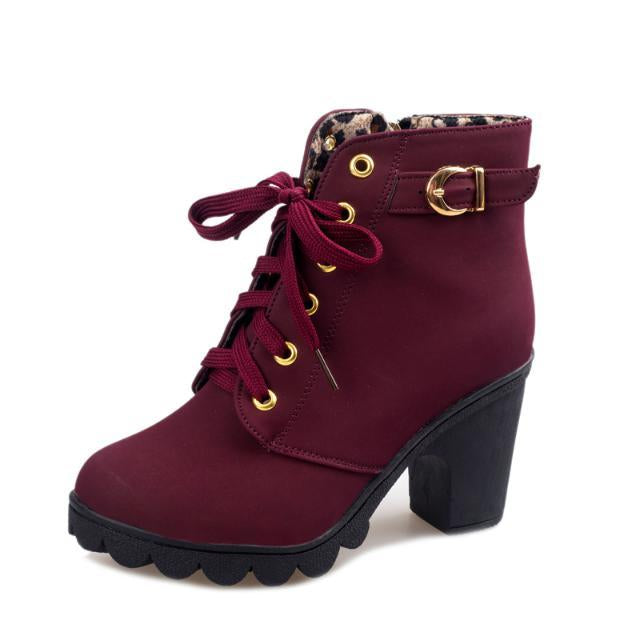Women's Lace-Up Ankle Boots – Crossover Strap Platform