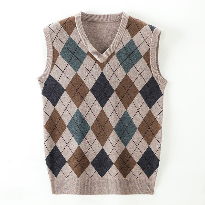 Men's Sweater Vest – Classic V-Neck Wool Blend