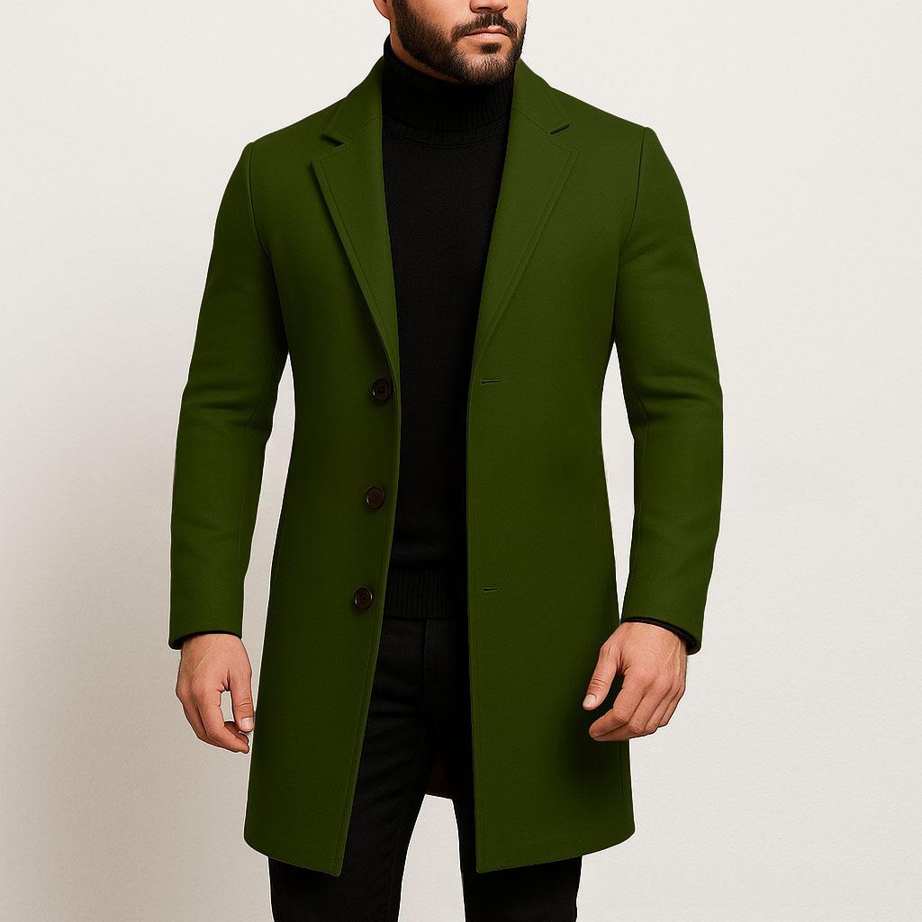 Men's Longline Coat – Tailored Single-Breasted Fit
