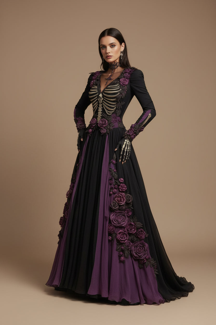 Women's Pleated Maxi Dress – Patchwork Print