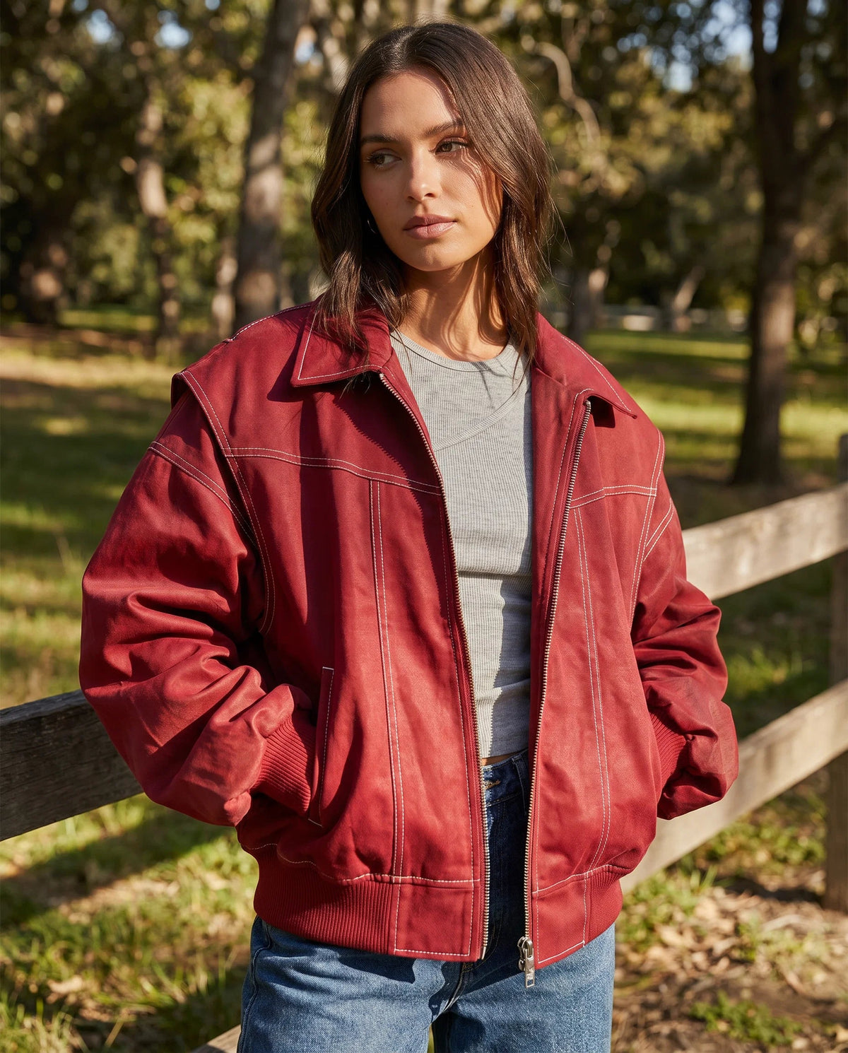 Women's Moto Jacket – Relaxed Lapel Zip-Up