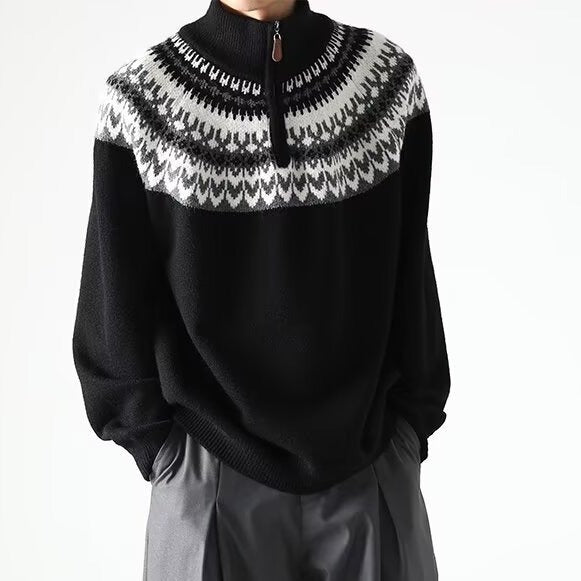 Men's Zip-Neck Knit Sweater – Retro Relaxed Fit