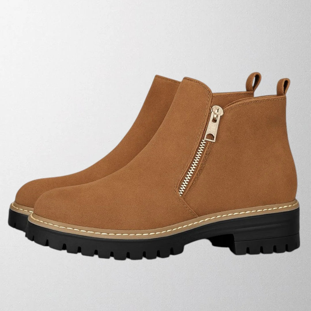 Women's Ankle Boot – Chunky Mid Heel Side Zip
