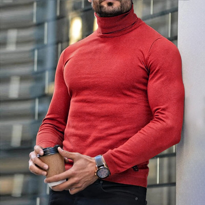 Men's Printed Turtleneck T-Shirt – Long Sleeve Stretch Knit