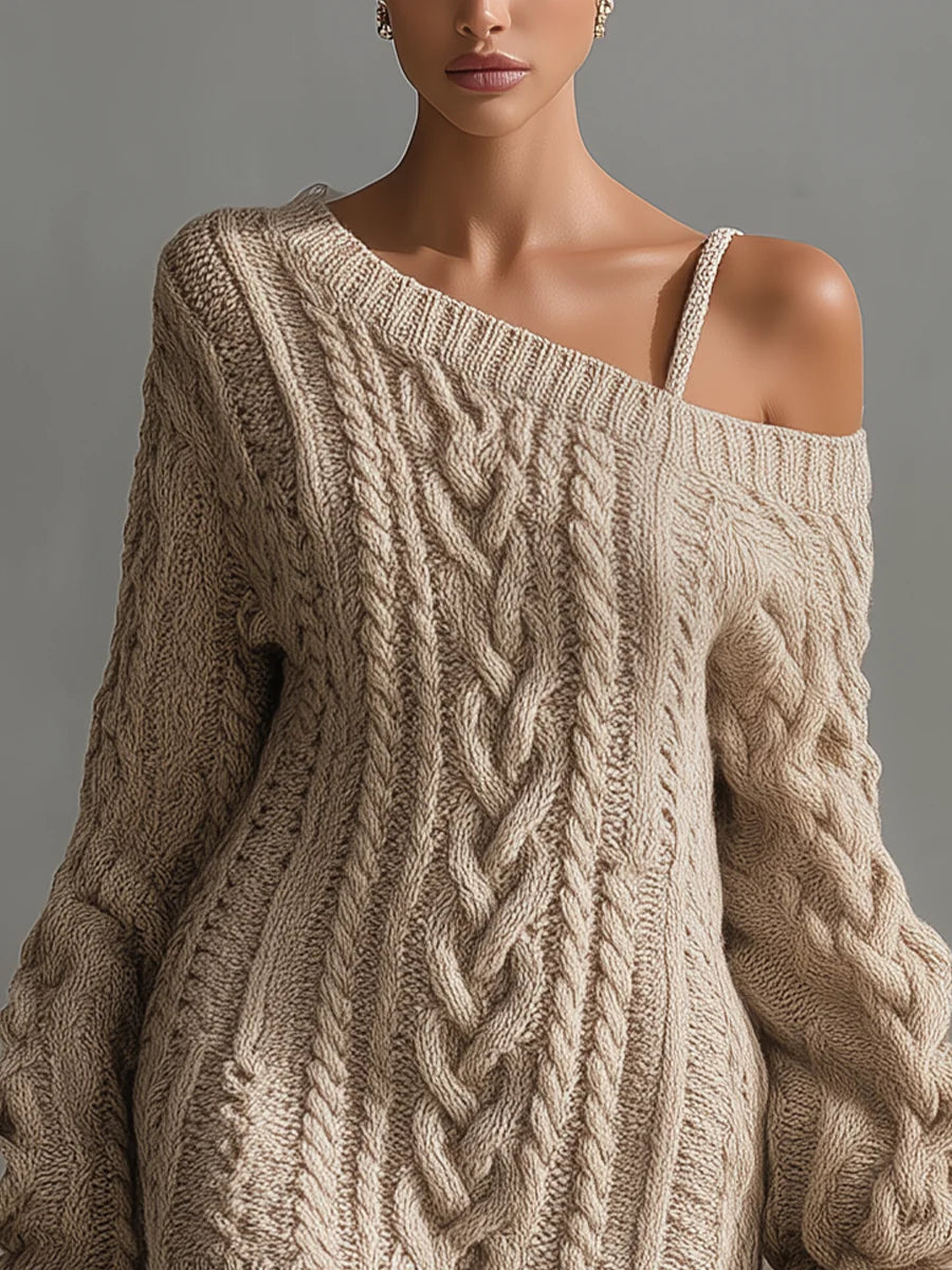 Women's Knit Pullover Sweater – Loose Draped Fit