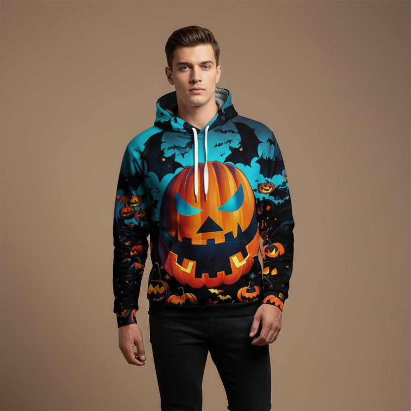 Men's Halloween Hoodie – 3D Pumpkin Print