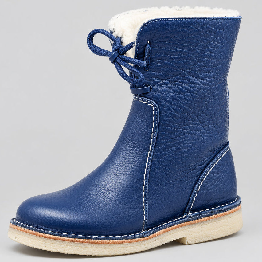 Women's Lace-Up Boot – Textured Square Heel