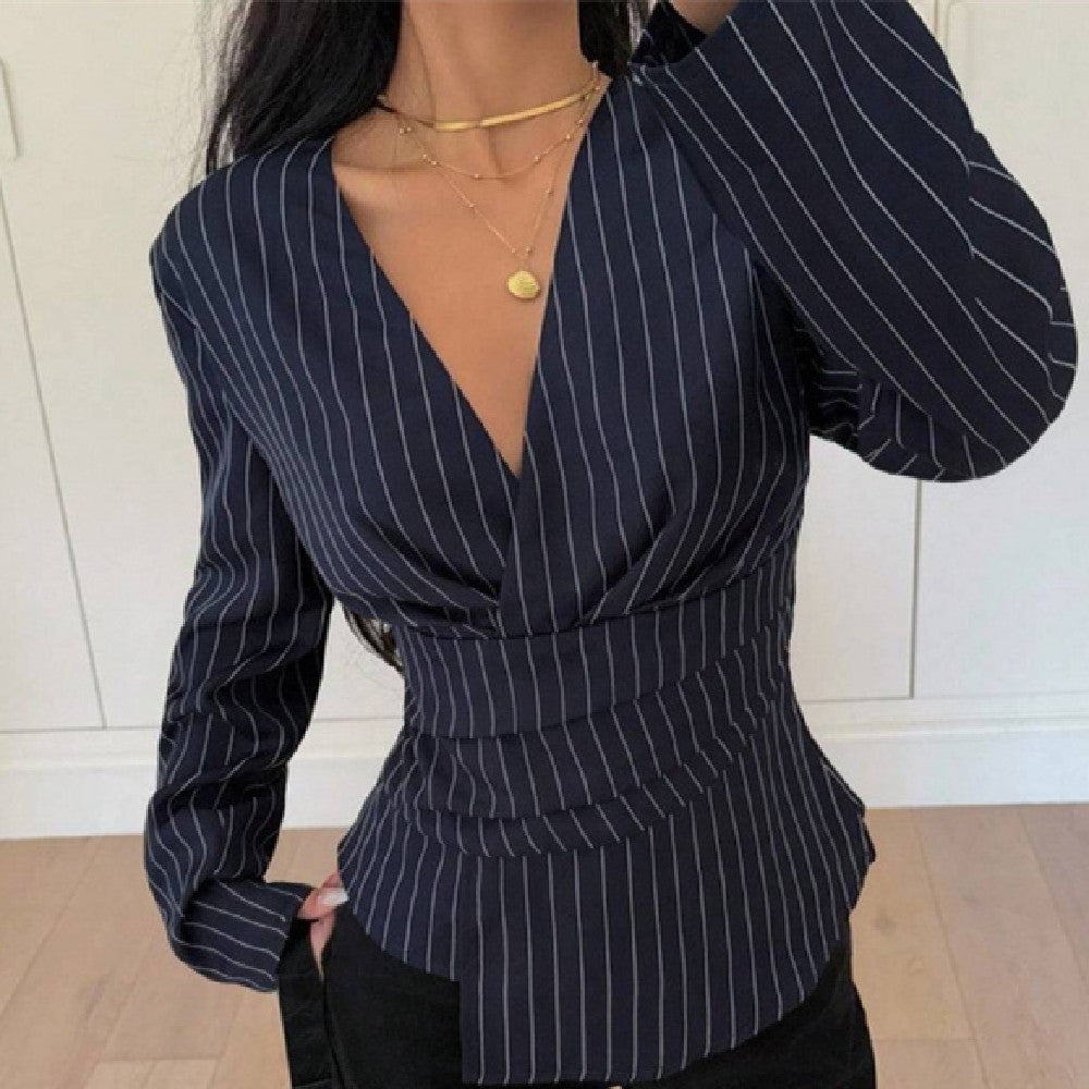 Women's Striped Blouse – Structured Tailored Fit