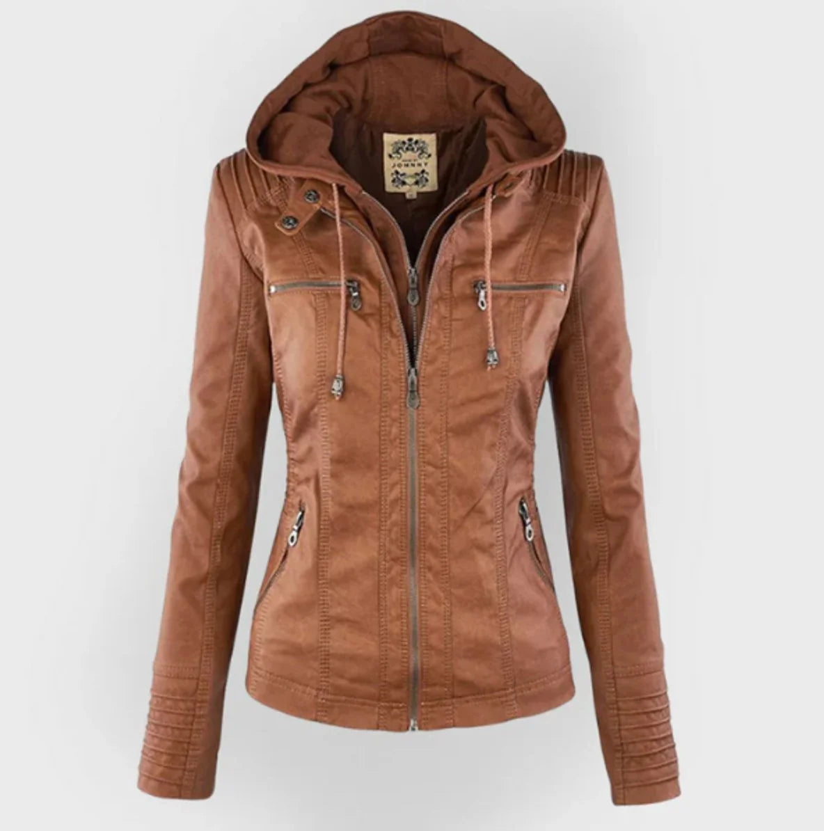 Women's Faux Leather Moto Jacket – Tailored Fitted Cut