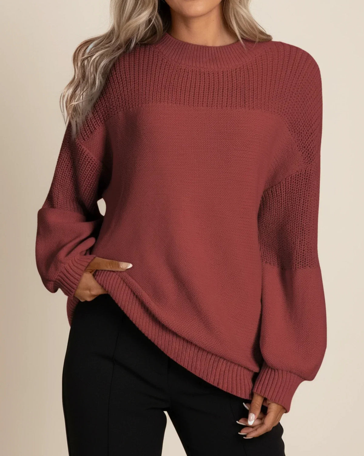 Women's Crochet Flower Sweater – Cropped Lantern Sleeve